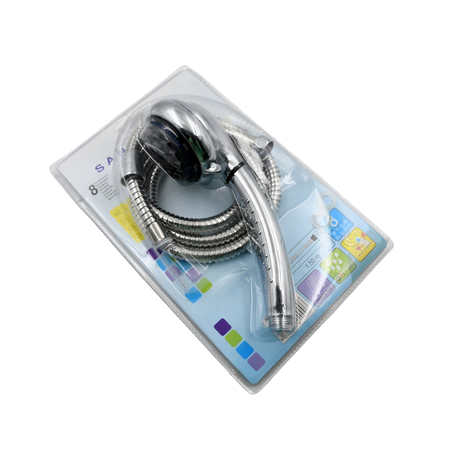 9365 Shower Head And Stainless Steel Hose Multi-function Plastic High Pressure Shower Spray For Bathroom