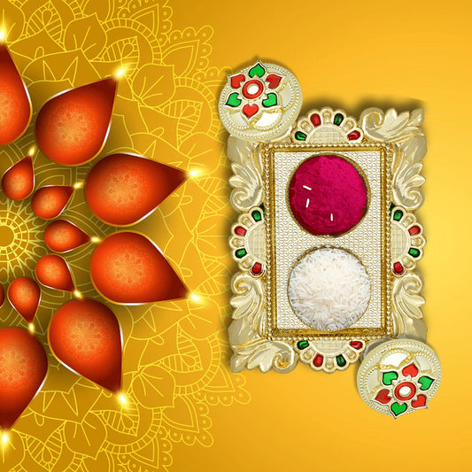 Rakasha Bandhan Special Puja Thali, Kumkum Thali Holder, Pooja Return Gift, Indian Housewarming Gifts, Brother / Bhai / Bhabhi / Sister / Family Rakhi for Rakshabandhan, Diwali