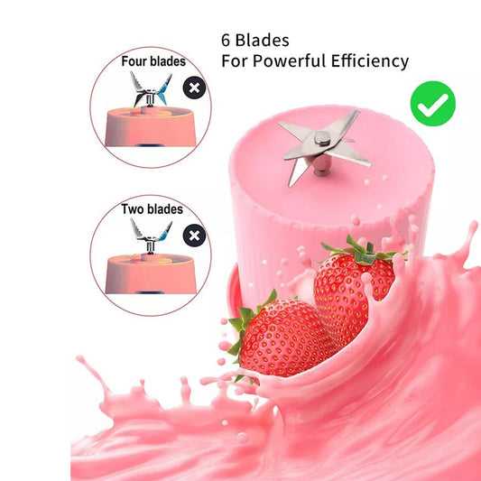 5334a Blender Portable Juicer For Smoothie Juice Vegetable Shakes With 6 Blades Wireless Charging Mini Personal Size Mixer Bottle Grinder 420 Ml Multicolor