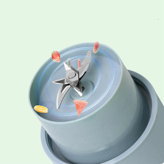 Portable Electric Juicer With Handle Straw Usb Rechargeable 6 Stainless Steel Blades (500 Ml)