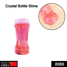 Soft jar containing glitter and crystal slime for play