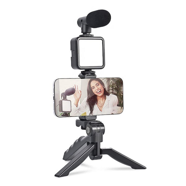 Vlogging kit with mini tripod and LED light