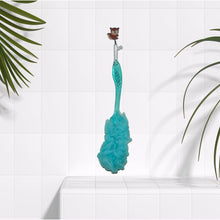 Long handle loofah brush for effective back scrubbing