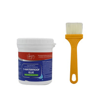 Waterproof sealing glue with brush, perfect for outdoor use on tiles, roofs, and windows.