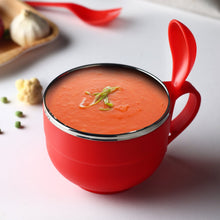 Durable soup bowl with fork and spoon set for kitchen use