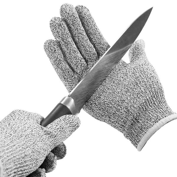 Anti-cutting resistant gloves for hand safety and protection.