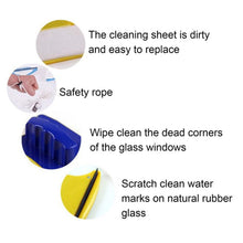 Two-sided window cleaner for glazed surfaces, showcasing its practical design and cleaning effectiveness