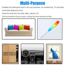 Microfiber duster with colorful feathers for cleaning