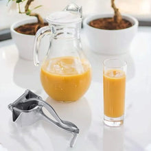 Sturdy manual juicer for easy fruit squeezing.