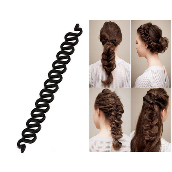 Tool for creating fishbone-style hair buns.