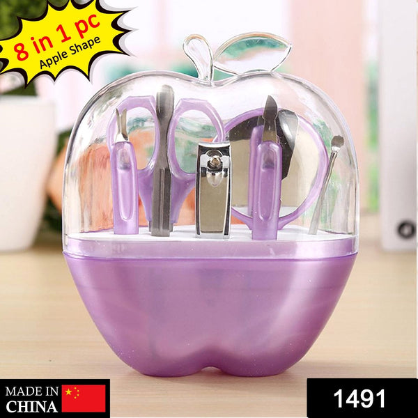 Apple-shaped manicure kit with multiple tools