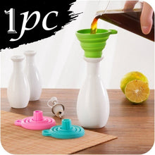 Collapsible silicone funnel for kitchen.