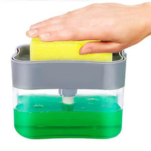 Countertop soap dispenser with sponge holder.