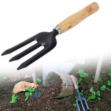 Gardening fork for weeding, steel and black.