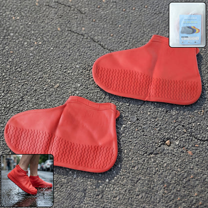 Waterproof Silicone Shoe Cover Red Color (1 Pair Medium Size)