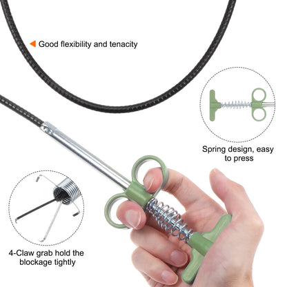 Flexible Spring Drain Cleaning Tool With Hand Grip (1 Pc  157 Cm)
