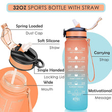 0325 Motivational Water Bottle With Straw  Time Marker Bpa-free Tritan Portable Gym Water Bottle Leakproof Reusable Special Design For Your Sports Activity Hiking Camping