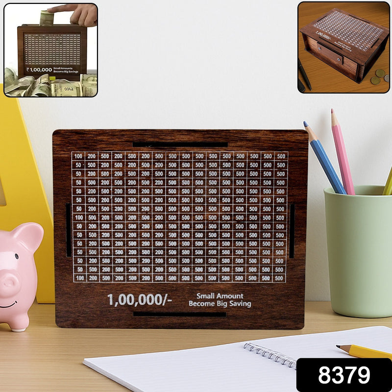 Wooden Money  Piggy Bank Money Box (1 Pc  With Marker Pen)