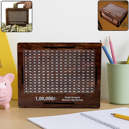 Wooden Money  Piggy Bank Money Box (1 Pc  With Marker Pen)