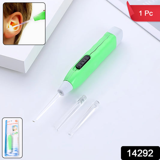 Green Led Flashlight Earpick With Tweezer (1 Pc)