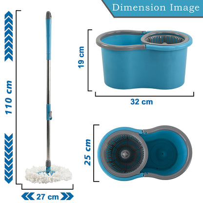 360 Degree Spin Mop Bucket Set With Adjustable Stainless Steel Handle (1 Set)