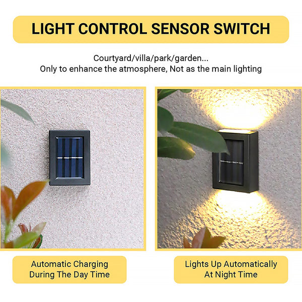 9536 Solar Wall Lights Small Fence Lights Solar Powered Up Down Led Porch Light Garden Lights Outdoor Solar Landscape Lights Waterproof Light (1 Pc)