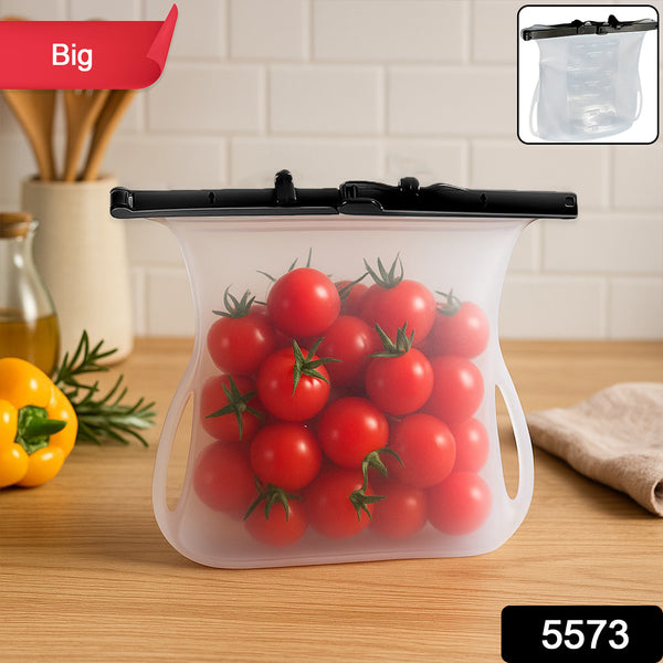 Reusable Silicone Food Storage Bag Set Leakproof Lock Reusable Flat Bottom Freezer Bags Sandwich Bags Silicone Food Grade Kids Snack Bags Bpa Free Microwave Dishwasher Safe (1 Pc)