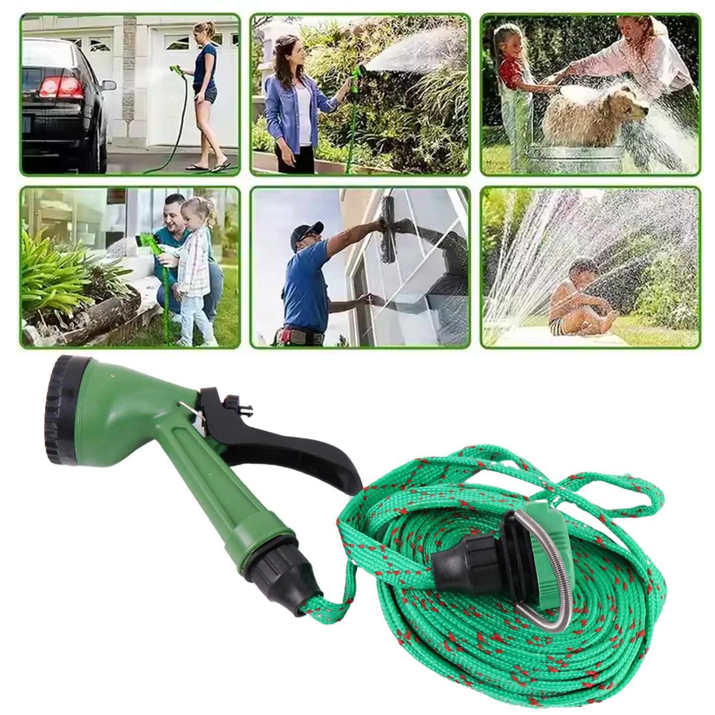 502 -50 Ft Expandable Hose Pipe Nozzle For Garden Wash Car Bike With Spray Gun