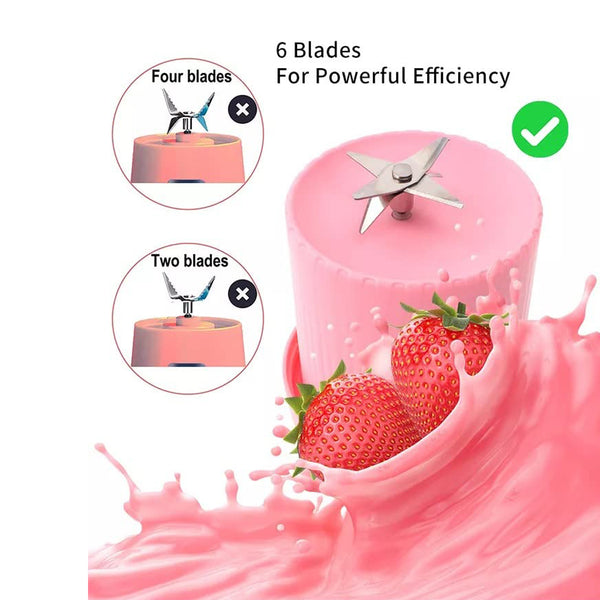 5334a Blender Portable Juicer For Smoothie  Juice  Vegetable Shakes With 6 Blades Wireless Charging Mini Personal Size Mixer Bottle Grinder 420 Ml Multicolor