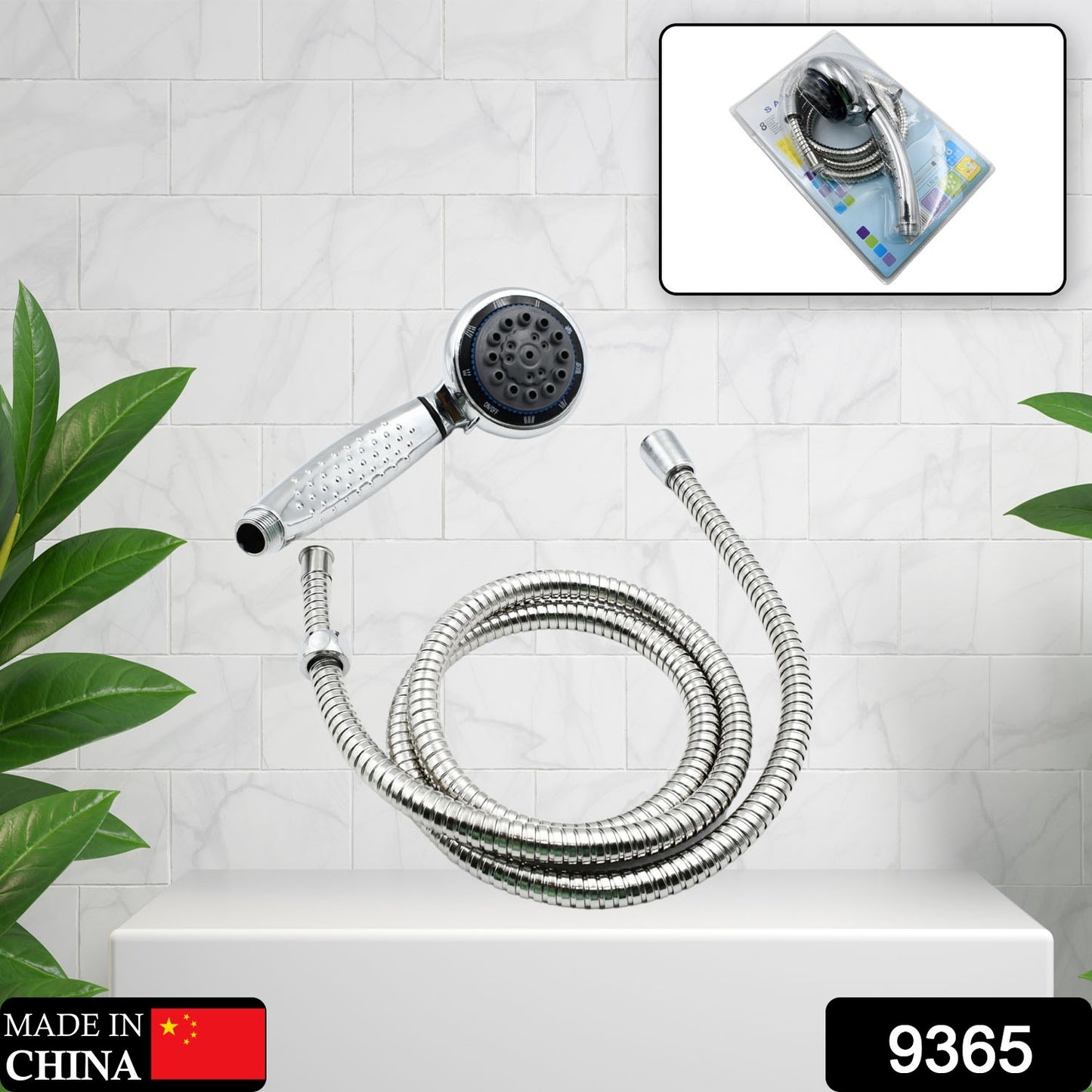 9365 Shower Head And Stainless Steel Hose Multi-function Plastic High Pressure Shower Spray For Bathroom