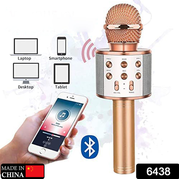 6438 Wireless Bluetooth Recording Condenser Handheld Microphone Bluetooth Speaker Audio Recording Karaoke With Mic (Multicolor 1 Pc)